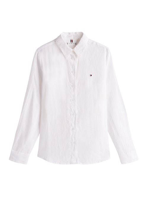 Camicia donna bianca in lino Tommy Hilfiger | WW0WW44679YCF